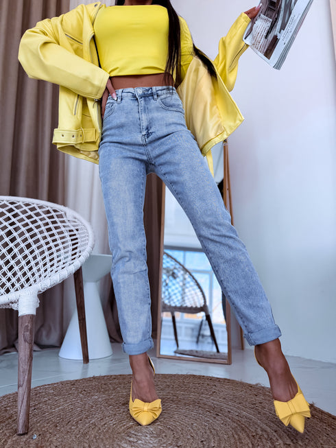 LIGHT BLUE, REGULAR FIT pants "DELICIOUS" T253-4